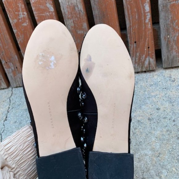 NWD ZARA Studded Ballerina Flats in Black - Size 39 (8) - Picture 5 of 7